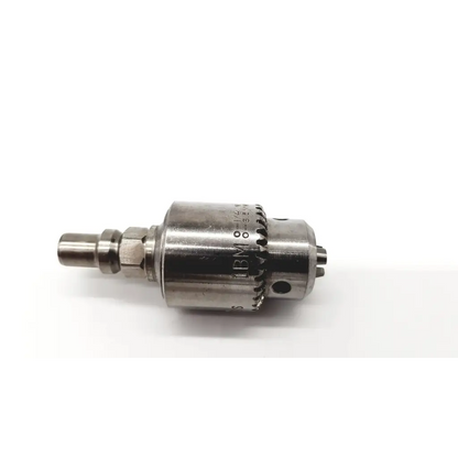 Silver metallic jacobs drill chuck 2ba with hexagonal drive and gear teeth for securing bits 0-3/8 inch capacity