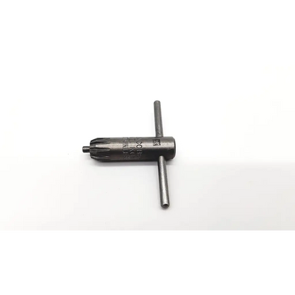 Black metal jacobs kom stainless t-handle drill chuck key with engraved markings for surgical instrument use