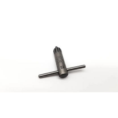 Black metal jacobs kom stainless chuck drill key with t-shaped handle and engraved markings for surgical use