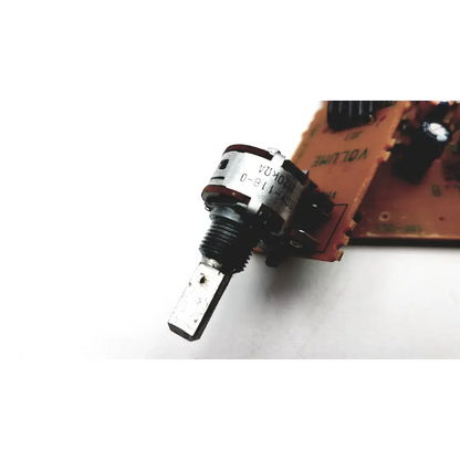 Silver-colored potentiometer with threaded shaft and black housing on orange circuit board for jalco power supply bbbdg2-7