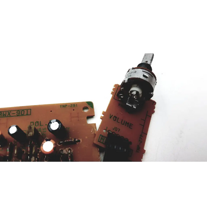 Orange jalco power supply circuit board with black capacitors and silver volume knob bbbdg2-7 model close-up