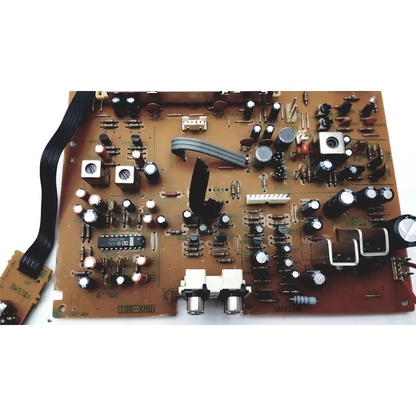 Brown circuit board with black and white electronic components of jalco power supply model bbbdg2-7 for power management