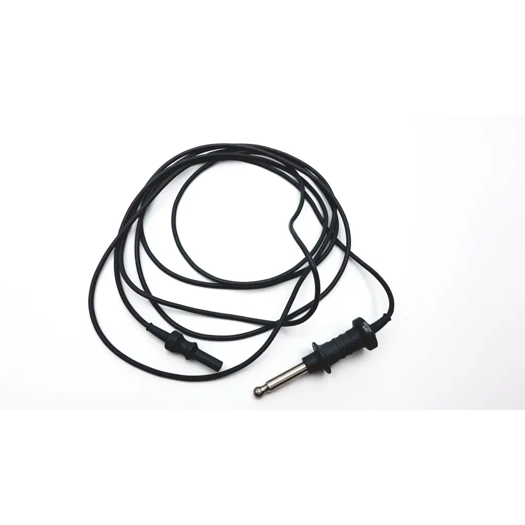 Black coiled monopolar rf cable jarit 600-290 with metallic 6.35mm jack and black plastic housing for secure connection