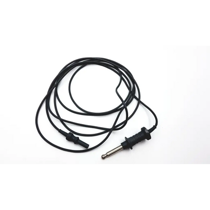 Black coiled monopolar rf cable jarit 600-290 with metallic 6.35mm jack and black plastic housing for secure connection