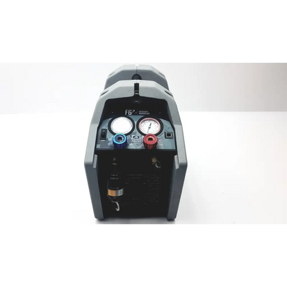 Jb industries f6-dp gray and black piston refrigerant recovery unit with dual pressure gauges and colored valve caps