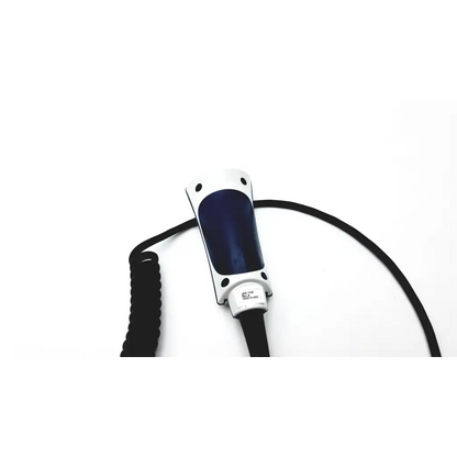 White and navy blue industrial control handle jdk-1797 rev a with black coiled cable for biomedical service and recycling
