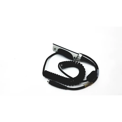 Black coiled cable with silver metallic clip and connector for jadak barcode scanner jdk-1799 rev a product