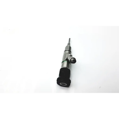 Silver and black metallic fuel injector with threaded connections and cylindrical nozzle for jedmed video camera otoscope head