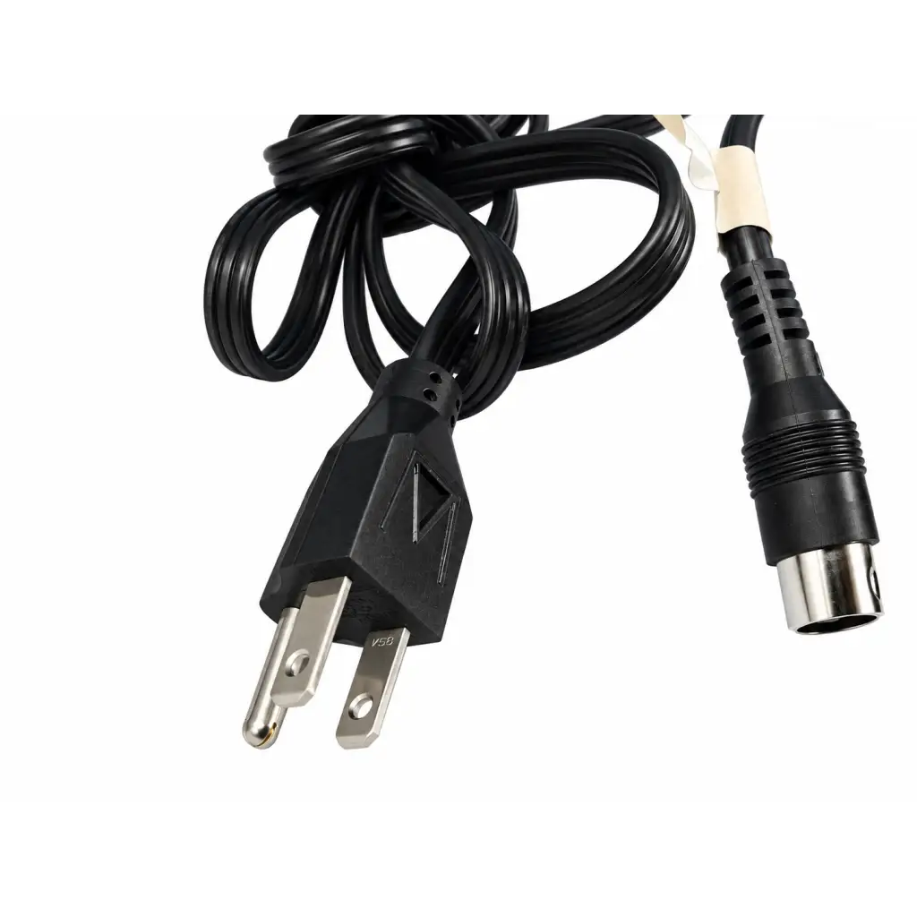 Black power supply adapter cord with three-prong plug and metallic connector for jerome industries iltk-51 model