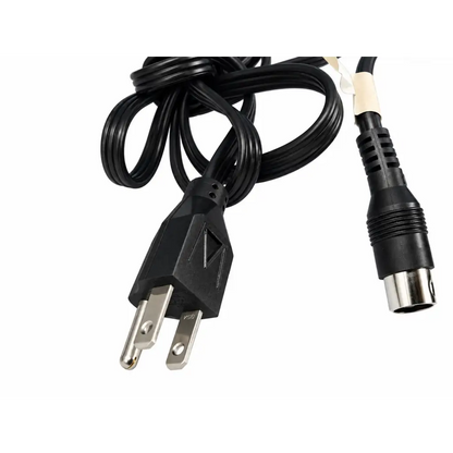 Black power supply adapter cord with three-prong plug and metallic connector for jerome industries iltk-51 model