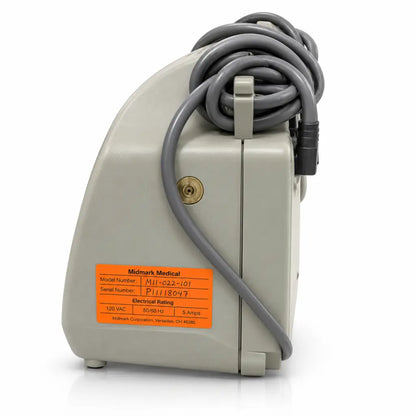 Gray plastic midmark medical mii-022-101 pump control unit with coiled cable and orange label for joerns triline txcair plus