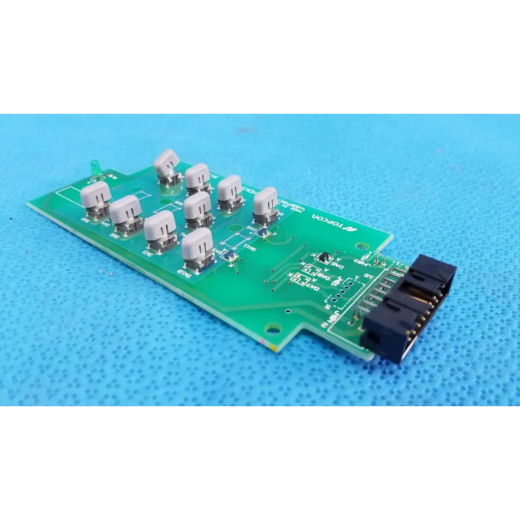 Green printed circuit board joystick base control button matrix pcb with beige toggle switches and black usb connector