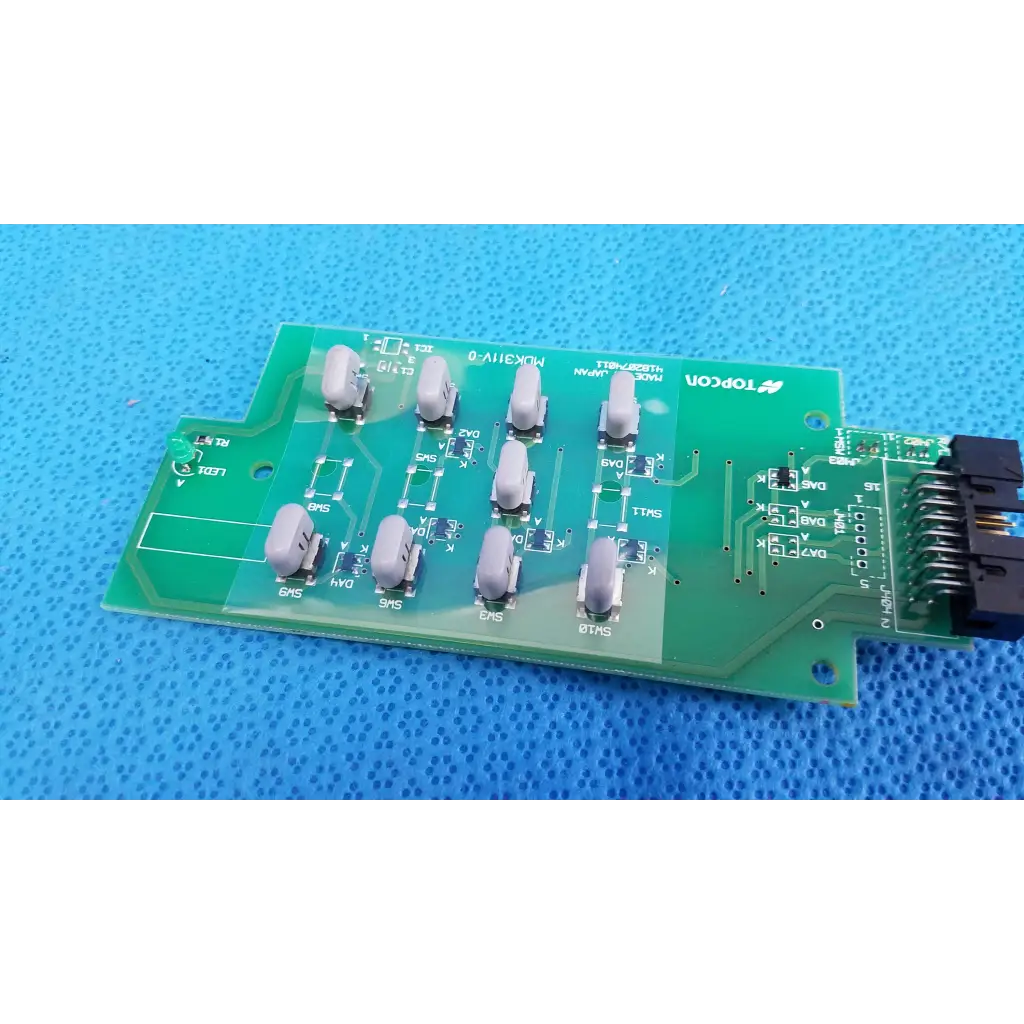 Green printed circuit board joystick base control button matrix pcb with gray toggle switches for topcon retinal camera