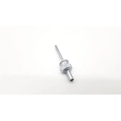 Silver metallic karl storz 10318k cannula with threaded knob and cylindrical shaft for surgical use