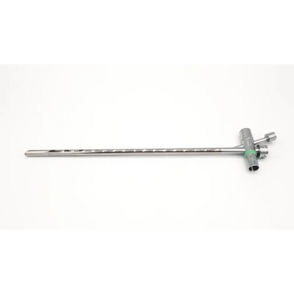 Silver surgical retractor with t-shaped handle and green accents for karl storz 10338b doezel hulst scope tube