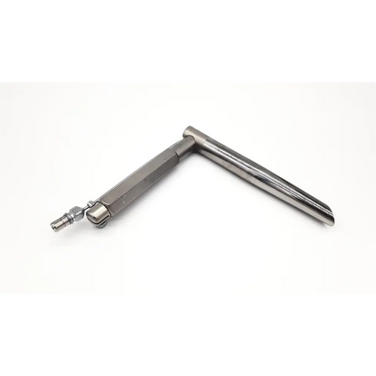 Stainless steel l-shaped otoscope with polished finish and articulated joint for karl storz 10970b carlos mediatinoscope