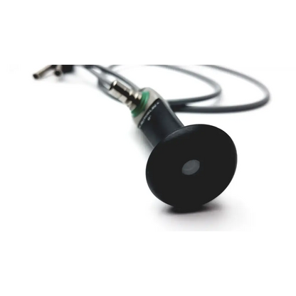 Black cylindrical karl storz intubation fiberscope with circular lens and metallic connectors for medical use