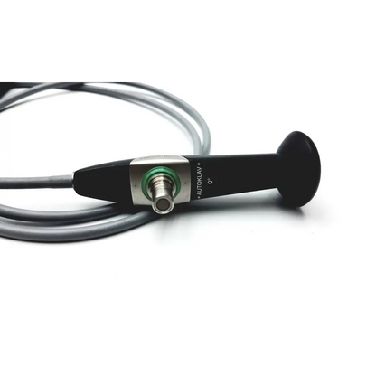 Karl storz intubation fiberscope in black and silver with green ring and autoklav branded handle for medical use