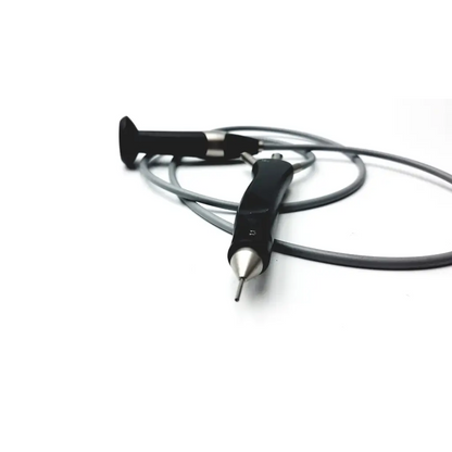Black and silver karl storz intubation fiberscope with flexible gray cable for medical use