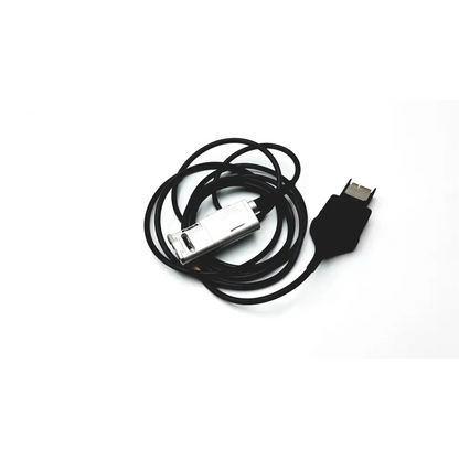 Black coiled charging cable with silver metallic connector for Karl Storz 22260131 IMAGE1 D1 camera head in precise medical procedures
