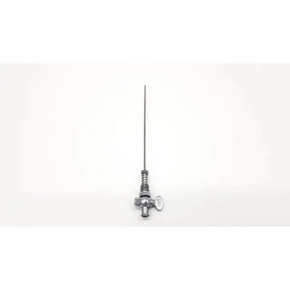 Silver surgical needle with threaded handle and round adjustment knob in karl storz 26120j optical bridge product