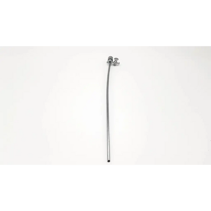 A sleek metallic karl storz 26163v high flow outer sheath catheter with a curved body and valve mechanism at the top