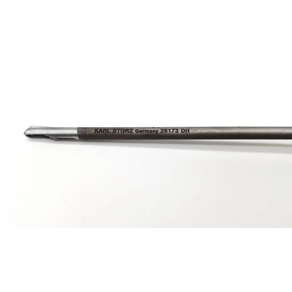 Silver karl storz 26173 dh laparoscopic surgical instrument with polished metallic finish and engraved branding