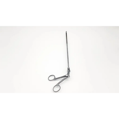 Silver karl storz 26173 dh laparoscopic da46-28 surgical forceps with long handle and circular finger loops