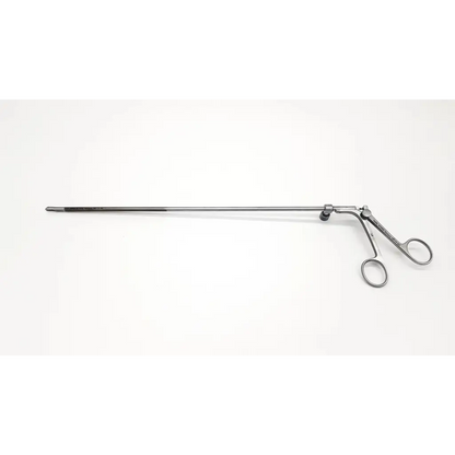 Silver karl storz 26173 dh laparoscopic surgical retractor with long handle and two circular finger loops