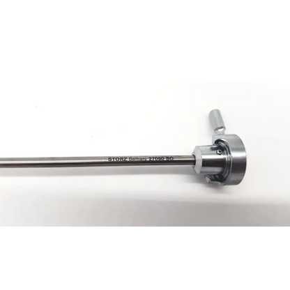 Silver metallic karl storz 27026bo cystoscope sheath with cylindrical shaft and circular handle branded storz germany 27080 bo