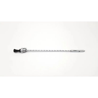 Silver surgical retractor with black ergonomic handle and textured grip for karl storz 27040bo 24fr sheath use
