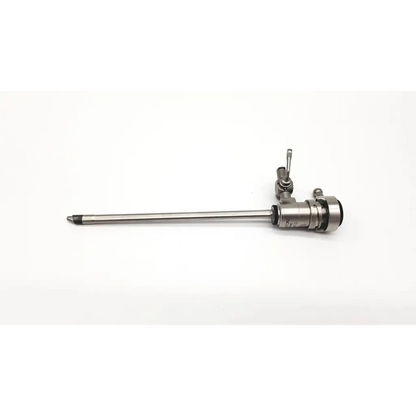 Silver karl storz 27047c resecthoscope with a long metallic shaft and complex jointed head featuring adjustment knobs