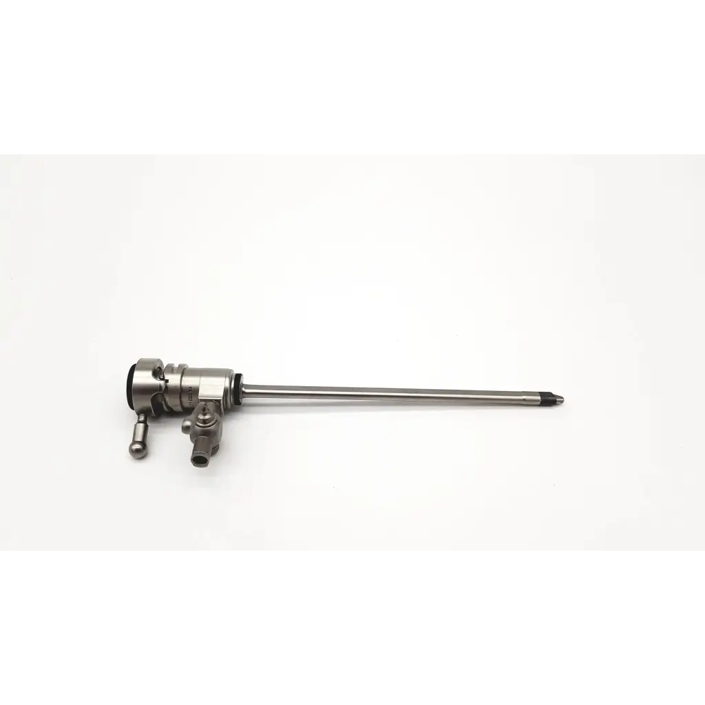 Silver karl storz 27047c resecthoscope with long slender shaft and articulated control knobs at handle end