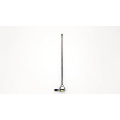 Silver karl storz 27090 bo hollow instrument with slender metallic shaft and circular head with black knob