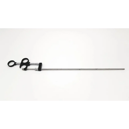Black and silver karl storz working element da46-37 with long metallic shaft and ergonomic handles for surgical use