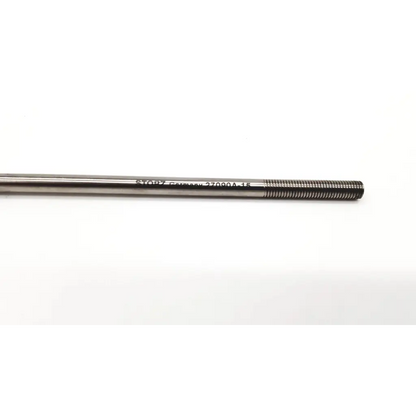 A sleek metallic threaded rod with polished chrome finish and engraved markings from karl storz 27090a-15 telescoping dilation