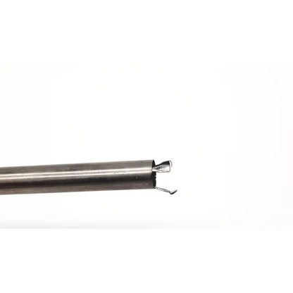 Metallic cylindrical karl storz 27094p optical kidney stone grasper with pointed tip and small hook end