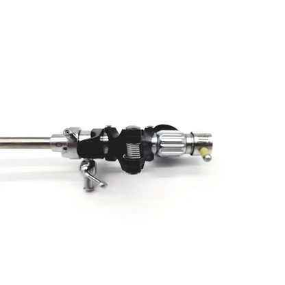 Silver and black drum stand clamp with textured grip handle for karl storz 27094p optical kidney stone grasper