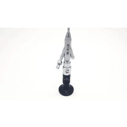 Silver and black Karl Storz 27410 SK autoclavable rigid scope dual channel with textured grip and z2710 sk label on metal body