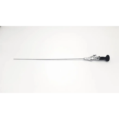 Karl Storz 27410 SK silver autoclavable rigid scope dual channel with black ergonomic handle and metallic joints