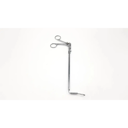 Silver surgical retractor with long handle and two finger loops in karl storz 28020g rigid forces design