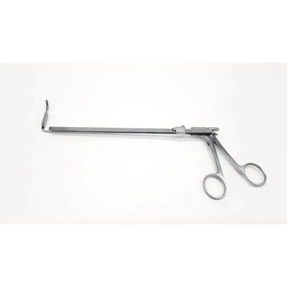 Silver karl storz 28020g rigid forces surgical instrument with long straight handle and curved jaws