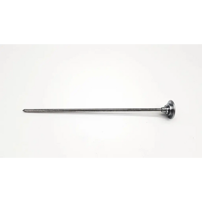 A sleek metallic surgical arthroscopic reusable sharp obturator with a slender shaft and rounded handle by karl storz