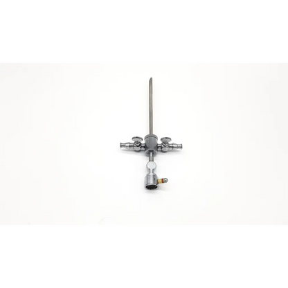 Silver karl storz 28124cr cannula with dual rotating stopcocks and three adjustable arms for precise surgical control