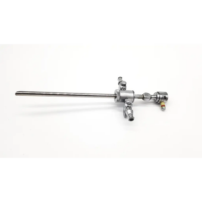 Stainless steel karl storz 28124cr cannula with dual rotating stopcocks and articulated joints surgical instrument