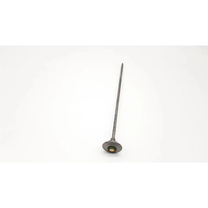 Silver-colored metal valve stem with green and gold circular head for karl storz 28126bc obturator use