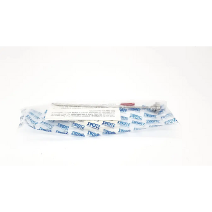 Silver metal tool with red handle in clear plastic wrap featuring blue slot branding karl storz 28128rs sharp obturator