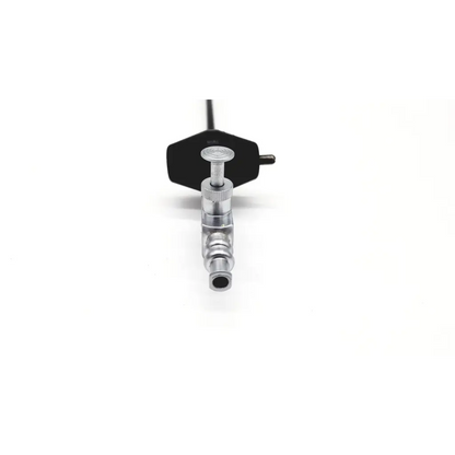 Silver metallic camera rig mount with black hexagonal clamp for karl storz cannula da46-57 product use