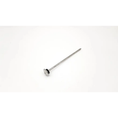 A metallic roofing nail with a flat circular head and sharp point for karl storz endoscopy 6mm trocar use