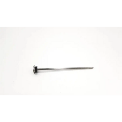 A sleek metallic karl storz endoscopy 6mm trocar with a rounded head and pointed tip for surgical use